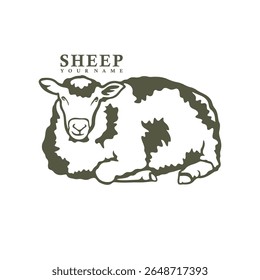 Vetor de design de logotipo de ovelha. Ilustração de modelo de folha de silhueta. Símbolo de ícone