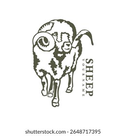 Vetor de design de logotipo de ovelha. Ilustração de modelo de folha de silhueta. Símbolo de ícone