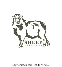 Vetor de design de logotipo de ovelha. Ilustração de modelo de folha de silhueta. Símbolo de ícone