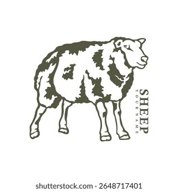 Vetor de design de logotipo de ovelha. Ilustração de modelo de folha de silhueta. Símbolo de ícone