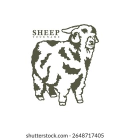 Vetor de design de logotipo de ovelha. Ilustração de modelo de folha de silhueta. Símbolo de ícone