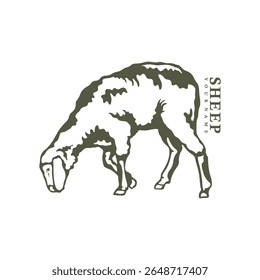 Vetor de design de logotipo de ovelha. Ilustração de modelo de folha de silhueta. Símbolo de ícone