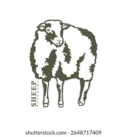 Vetor de design de logotipo de ovelha. Ilustração de modelo de folha de silhueta. Símbolo de ícone