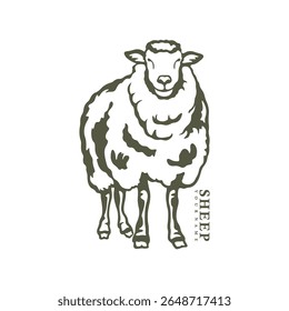 Vetor de design de logotipo de ovelha. Ilustração de modelo de folha de silhueta. Símbolo de ícone