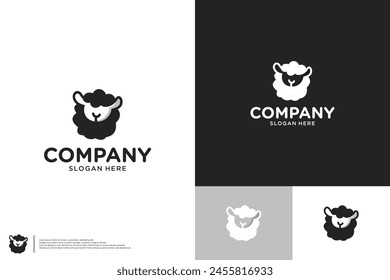 sheep logo, funny style, simple and adorable, logo design template.