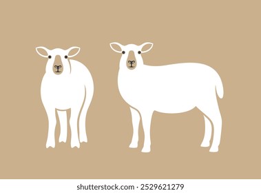 Logotipo de ovelha. Ovinos isolados sobre fundo castanho