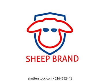 sheep logo in shield with simple design
