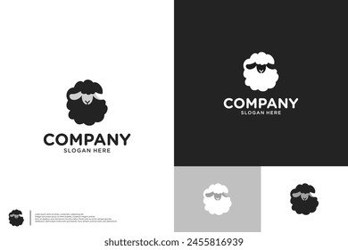 sheep logo in silhouette style, cute and friendly, logo design inspiration.