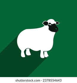 SHEEP LOGO VECTOR IN WHITE AND BLACK WITH GREEN BACKGROUND