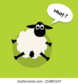 sheep look back and say what?,illustration design.