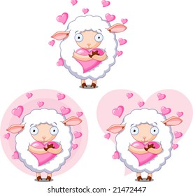 Sheep in love with heart