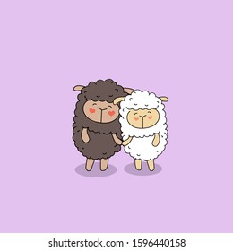 sheep in love vector illustration