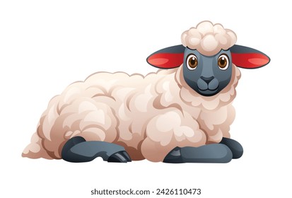 Sheep lying down. Vector cartoon illustration isolated on white background