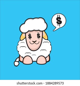 Sheep mascot design with dollar currency