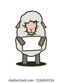 Sheep mascot with tablet with your text