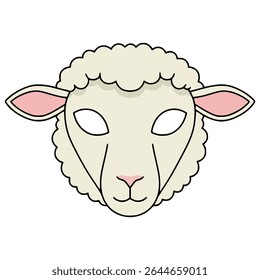 sheep mask carnival party celebration festival flat color vector illustration template design