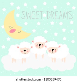 Sheep and moon background for sweet dreams theme