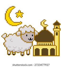 Mezquita de ovejas Eid Pixel Art
