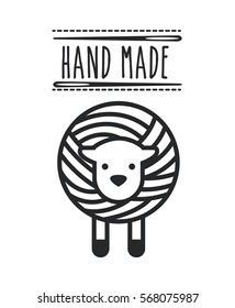 sheep and needles icon over white background. hand made concept. vector illustration