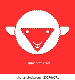 Sheep. New year card. Vector background. Vector illustration.