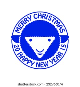 Sheep. New year card. Vector background. Vector illustration.