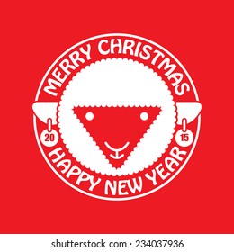 Sheep. New year card. Vector background. Vector illustration.