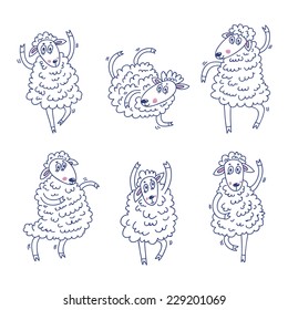 sheep new year doodle vector