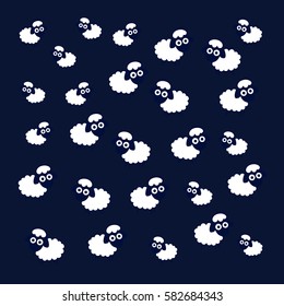 Sheep in the night . Conceptual idea. Good nights. Vector Illustration. ESP 8