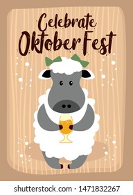 Sheep OktoberFest Art Cartoon Cute Sheep Animals October Beer Festival Vector Designs