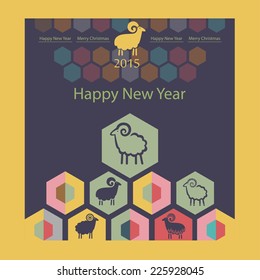 sheep on the background of hexagons infographics