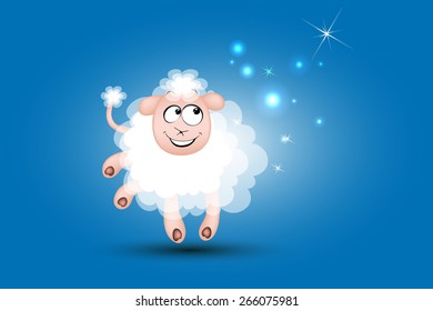 sheep on a blue background