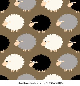 sheep on brown seamless pattern