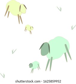 sheep on a field baby background pattern