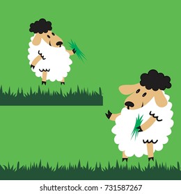 sheep on garden vector cartoon