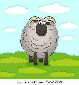 Sheep On Grass Vector Illustration Paper Stock Vector (Royalty Free ...