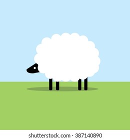 sheep on green grass-vector cartoon
