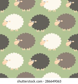 sheep on green seamless pattern