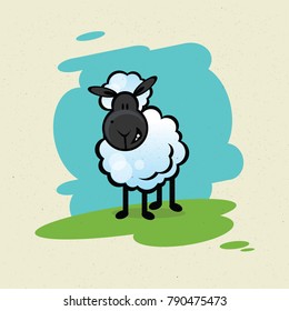 sheep on a meadow character for a book or cartoon