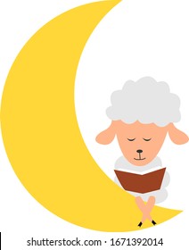 Sheep on the moon, illustration, vector on white background.