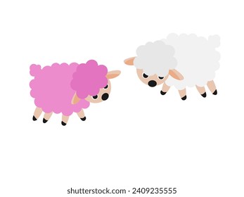 Sheep on a white background.