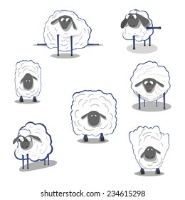 Sheep on a white background, icons doodles