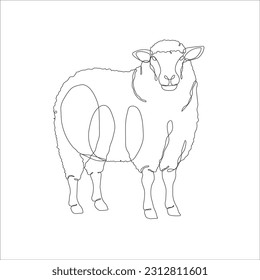 Sheep in one continuous line drawing. Sheep icon. Lamb line art icon concept. Trendy sheep single line draw design illustration. Vector illustration