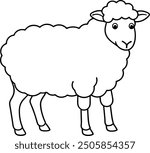 The Sheep outline or line art silhouette vector illustration with smooth lines white background.