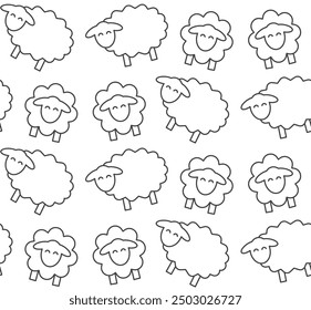 sheep outline seamless pattern vector design background