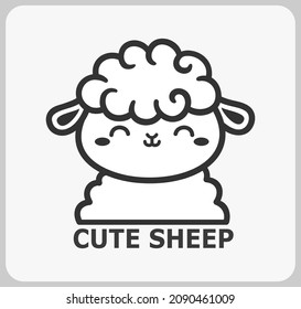 Sheep outline and silhouette icon. Vector illustration on a white background