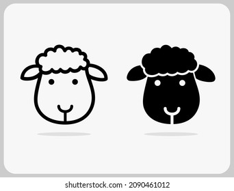 Sheep Outline And Silhouette Icon. Vector Illustration On A White Background