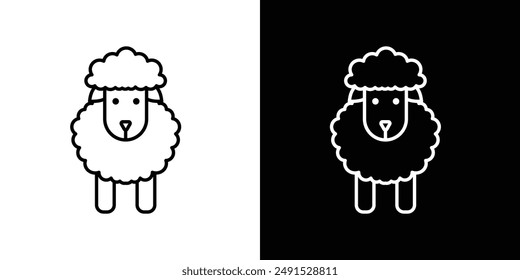 Sheep outlined icon set in black and white colors