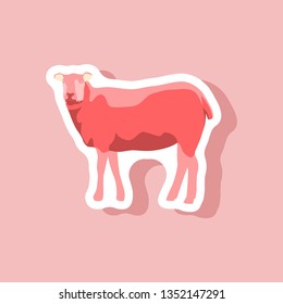 sheep paper sticker on stylish background
