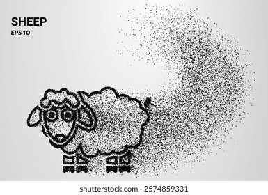 Sheep of particles. Sheep consists of small circles. Vector illustration.