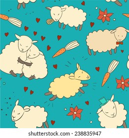 Sheep pattern, blue colors